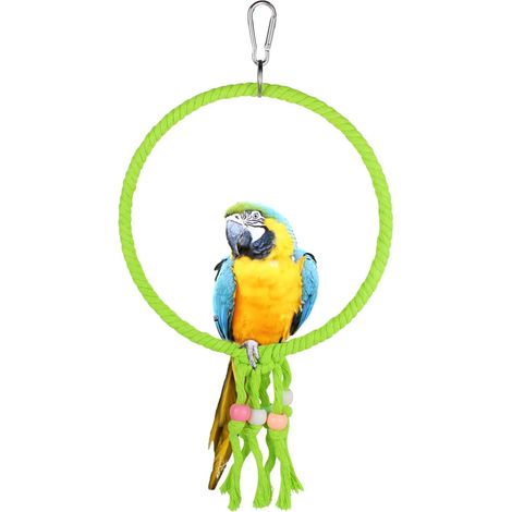 1 Balançoire à oiseau, 20 cm, corde en coton, perles colorées, jouet cage, perruches calopsittes canaris