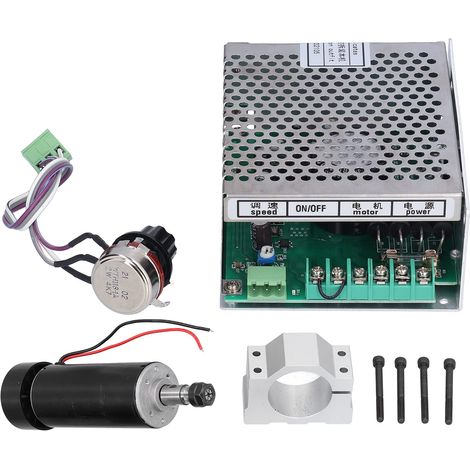 Kit de Moteur de Broche sans Brosse 500W, Moteur de Broche de Fraisage Refroidi par Air ER11 12000RMP + Gouverneur AC110-AC220V + Pince de 52 Mm pour la Gravure de Bricolage (1/5)