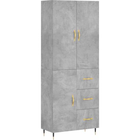 Maison Exclusive - Credenza Grigio Cemento 69,5x34x180 cm in Legno Multistrato