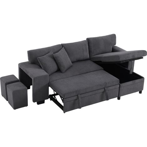 Verwandelbares Eck-Schlafsofa aus Stoff, 3-Sitzer, mit USB und Stauraum (1/5)