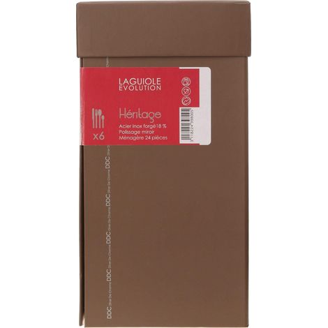 Laguiole Production 439800, Set 24 posate Heritage Laguiole forgiato, in acciaio inox 18/0, lucidatura a specchio (1/3)