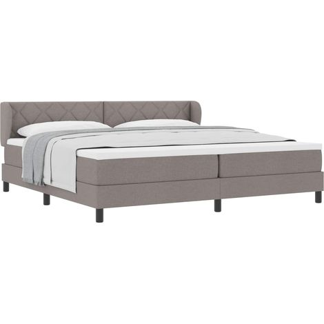 Maison Exclusive - Lit à ressorts avec tête de lit Taupe 200 x 200 cm tissu (1/5)