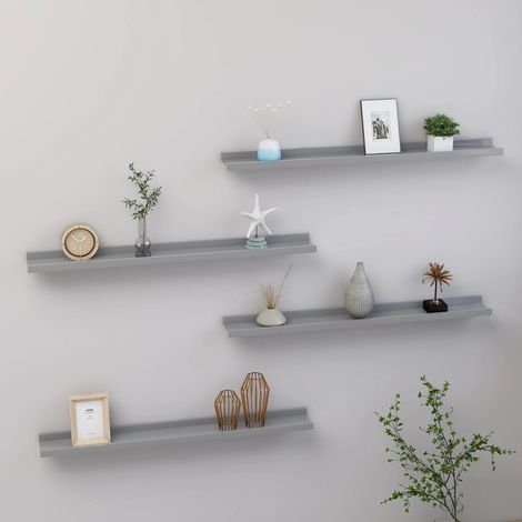 4 estantes de pared de 4 pc 80x9x3 cm gris