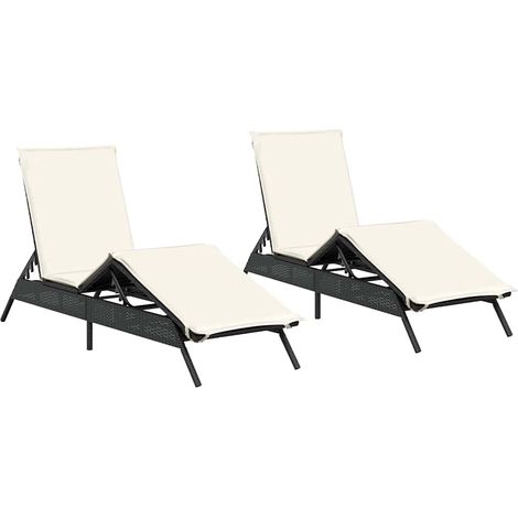 Maison Exclusive - Lettini Prendisole con Cuscini 2 pz Neri in Polyrattan