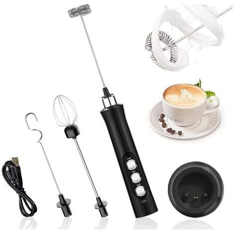 Electric Milk Frother, USB Rechargeable Milk Frother and Mini Electric Whisk, for Coffee, Cream, Cappuccino, Latte, Cocktails, Juices (1/5)