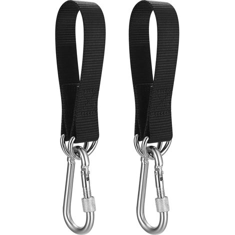 Kit de Suspension Hamac 2 Pièces, Sangle de Fixation pour Balançoire, Kit de Sangle de Balancelle avec Mousquetons et Anneaux en D, Système de Suspension pour Hamac et Balançoires Extérieures (1/5)