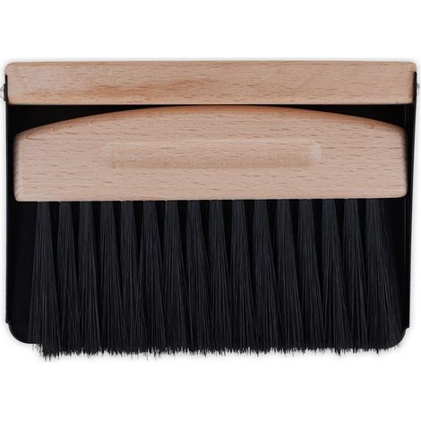 Relaxdays Kit Raccogli Briciole, Set Scopetta e Paletta per Tavolo Cucina, Set Magnetico, Metallo e Legno, Nero Marrone (1/5)
