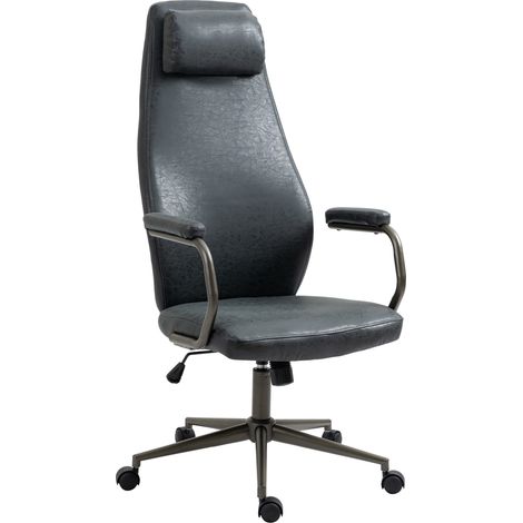 Silla de oficina Pocatello en cuero sintético y respaldo alto Negro antiguo
