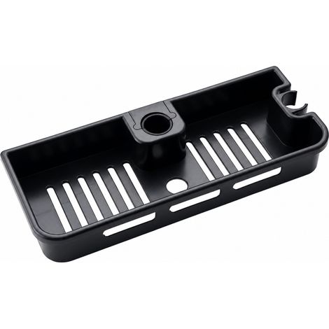 Étagère de Douche ABS Noir Sans Perçage, Réglable sur Barre 24 mm
