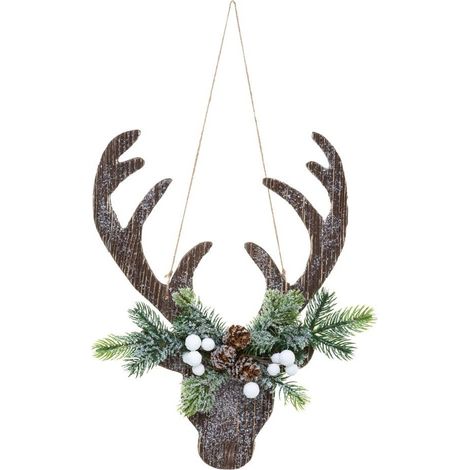 Décoration à suspendre avec motif renne, décoration de Noël, 34 cm