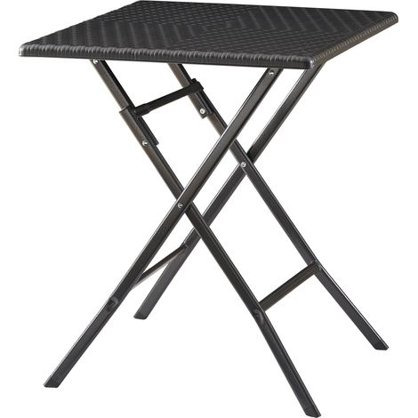 Tavolo da campeggio pieghevole 62 x 62 x 73 cm effetto rattan nero 030011003