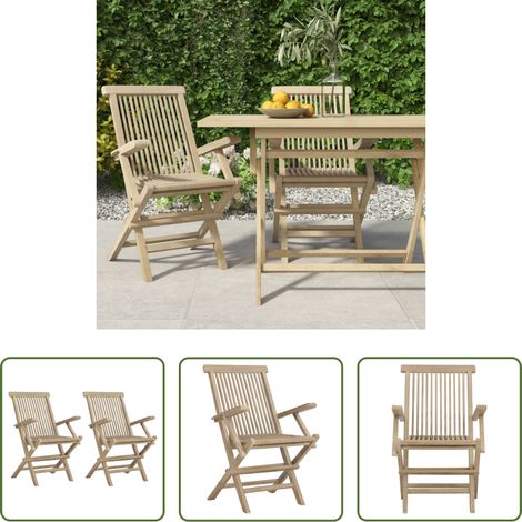 Teakholz - Gartenstühle 2 Stk. Klappbar Grau 56x61x89 cm Massivholz Teak (1/5)