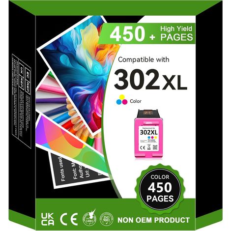 302 XL Couleur,pour HP 302XL Couleur,Cartouche 302XL Compatible avec Envy 4520 4524 4525, pour HP DeskJet 2130 3630 3636,pour HP Officejet 3830 5230 3831 (1/5)