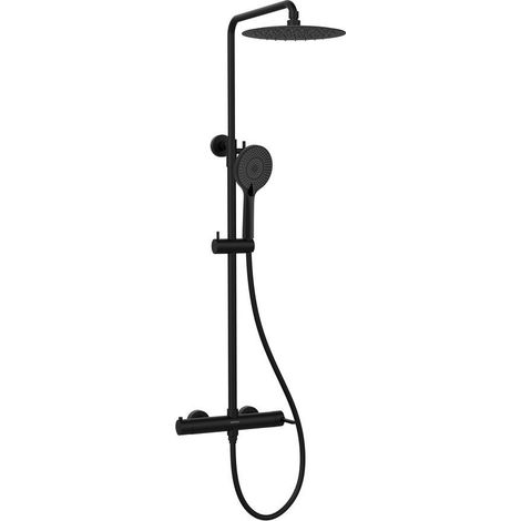 Sapho Iconic - Set de douche avec mitigeur, diamètre 25 cm, 3 jets, noir mat AF139B (1/3)