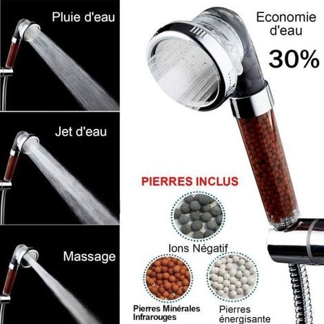 pair Novhill Pommeau De Douche système Filtration, aide anti chute cheveux purifie économie L`eau ,Spa adoucit peau NV59