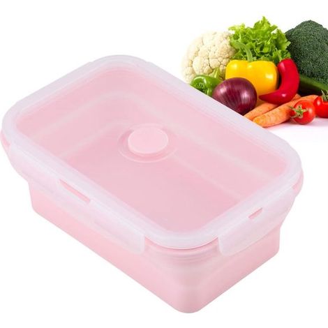 Portapranzo pieghevole Bento Box Contenitore per alimenti pieghevole Scatola in silicone Scatola per snack portatile in silicone Portapranzo adatto al microonde 18,5 × 12 × 7 cm Life (1/5)