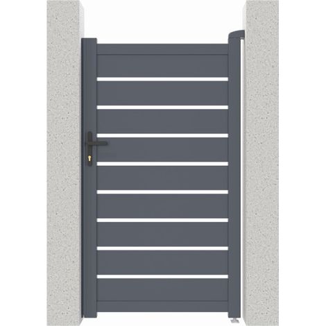 Portillon battant ajouré aluminium 100x176 cm – Couleur anthracite – Serrure de sécurité incluse – Résistant aux intempéries et zones venteuses – X-Metal