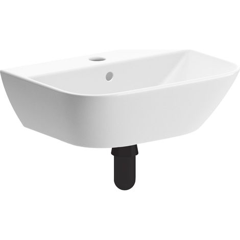 Signature Aztec Wall Hung Cloakroom Basin and Black Bottle Trap 450mm Wide - 1 Tap Hole (1/2)