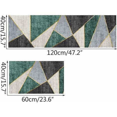 Set mit 2 rutschfesten Küchenmatten, geometrisches Muster, saugfähige Fußmatten, weiche Flurläufer - Set mit 2 (40x60cm + 40x120cm) (1/4)