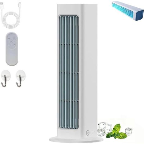 Ventilateur portable -Mini Ventilateur Portable Mural/Table - 4000mAh - Télécommande - Silencieux - Oscillation 60° - Flux Large - Blanc (1/5)