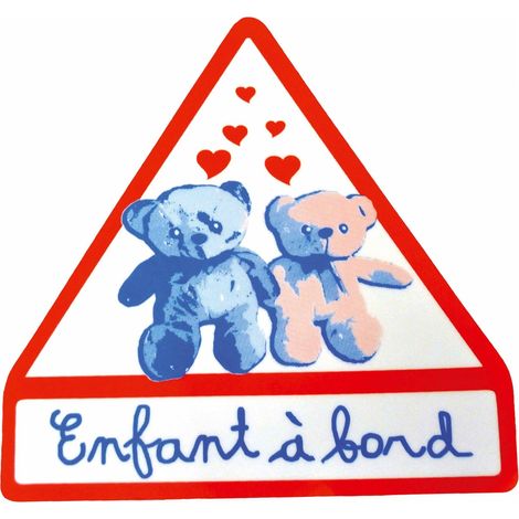 TRIANGLE ELECTROSTATIQUE ENFANT A BORD OURSON CSK C4 AUTO VOITURE CAR CARAVANE DISQUE SECURITE ROUTIERE PRO NEUF NEW STICKER BEBE