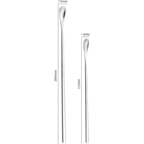 piezas，Cuchara mezcladora de acero inoxidable con mango largo，Cuchara para cóctel，Cucharilla de té de acero inoxidable，Plateado，22,2 cm y 26 cm (1/4)