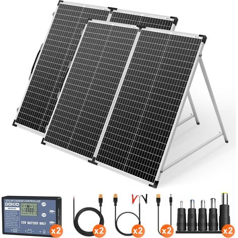 2 x 160 W 18 V portable folding solar panel 320 W For 12V batteries with solar charge regulator (2 USB ports) + carry bag (1/5)