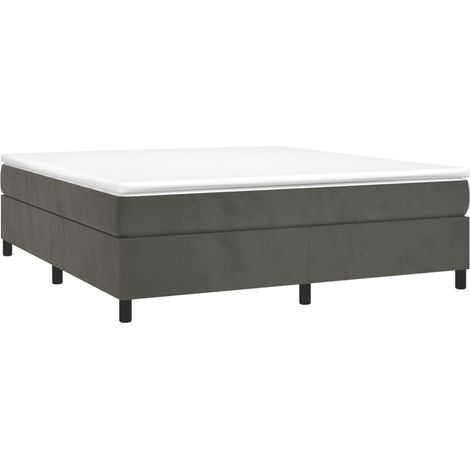 Box Spring Bed Frame Dark Grey King Velvet (US Only) vidaXL (1/4)