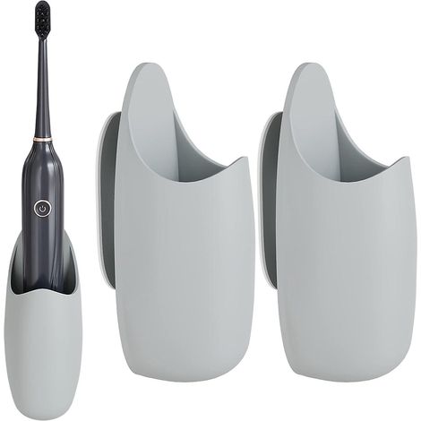 2 Pices, Gris Porte Brosse Dents - Support Brosse Dents Lectrique Porte-brosse Dents Adhsif Organisateur De Dentifrice Mural Autocollant Multif (1/5)