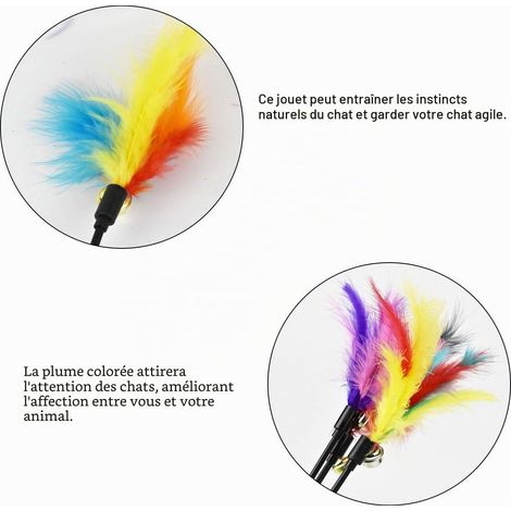 Jouet Chat Interieur,Jouet Chats,Jouets Chat Interactif,Jouets Plumes,Coloré Plumes Courte Tige Interactive Bâton Toys,pour l'intérieur Chatons (8pcs) (1/5)