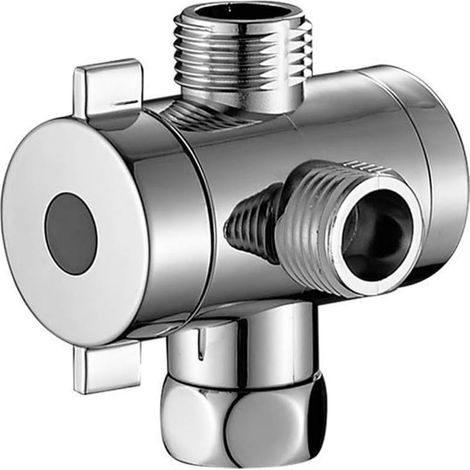 Vanne inverseuse pour bras de douche, compatible avec douchette et pommeau fixe, adaptateur en T 3 voies G 1/2, composant universel pour système de douche de salle de bain. (1/5)