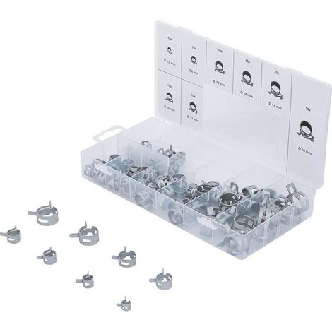 Assortiment de 80 Colliers de Serrage Acier à Ressorts - 11 x 3.3 x 22.6 cm - Résistants et Flexibles pour Fixation - D-Work