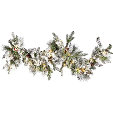 Festone natalizio artificiale innevato con Luci LED 180 cm Decorazione da Parete Bianco Whitehorn (1/5)