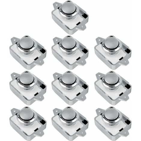 10PCS Bouton poussoir serrure SA RV tiroir placard bouton de porte camping-car caravane (argent 10 pièces) - (1/5)