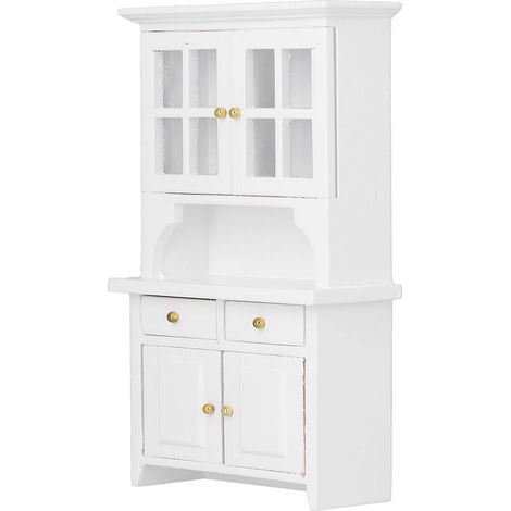 Meuble de cuisine miniature en bois blanc pour maison de poupée à l'échelle 1:12 (modèle simulé) (1/5)