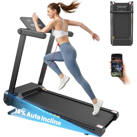Tapis de course inclinable automatique, support d'application Bluetooth, design pliable, FT60 (1/2)