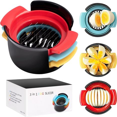 3 in 1 Egg Cutter Egg Divider Suitable for Cutting Hard Boiled Eggs Strawberries Kiwi Cheese (1/5)