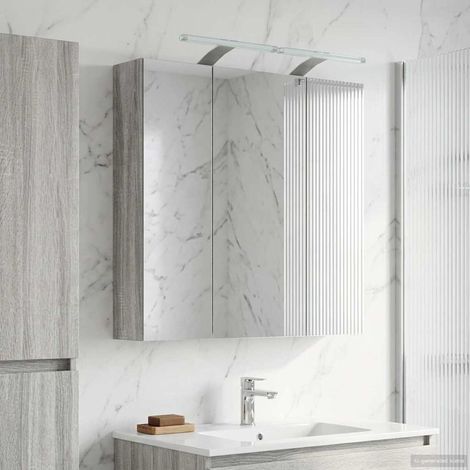 Armario con espejo de baño Gris 70 x 14,5 x 70 cm