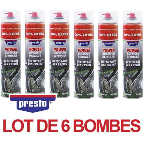 6 bombes de produit nettoyant pour freins - Voiture - Moto - Sans acétone - Presto