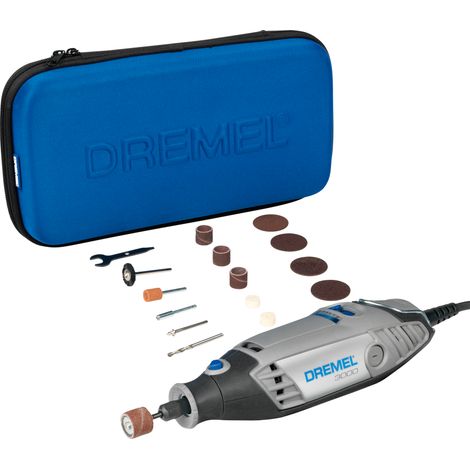 Dremel 3000 Multifunktionswerkzeug 130W, Set mit 15 Zubehörteilen, Variable Drehzahl 10.000-33.000 U/min zum Schneiden, Schleifen, Gravieren, Polieren, Schärfen, Reinigen, Schnitzen