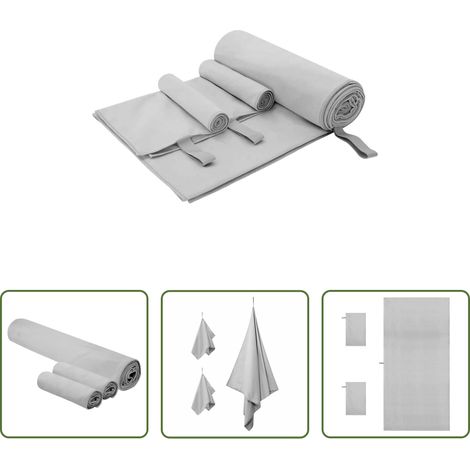 vidaXL Polyamid -  Sporthandtuch Set 3 pcs Grau Polyester und Polyamid (1/5)