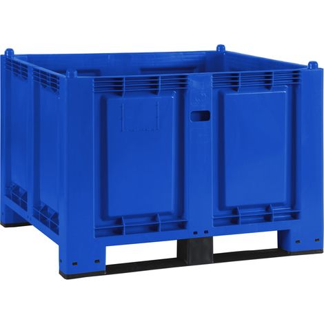 BRB Palettenbox mit 2 Kufen, LxBxH 1200x800x850 mm, blau, Boden/Wände geschlossen, Tragkraft 500 kg (1/2)