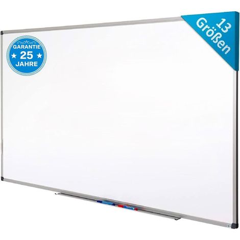 Floordirekt – Tableau blanc laqué magnétique 60 x 45 cm – Surface résistante aux rayures – Cadre aluminium anodisé – Bac de rangement inclus