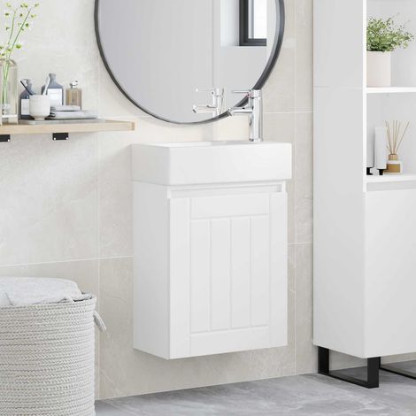 vidaXL Mobile bagno con rubinetto Bianco 45,5 x 25,5 x 84 cm