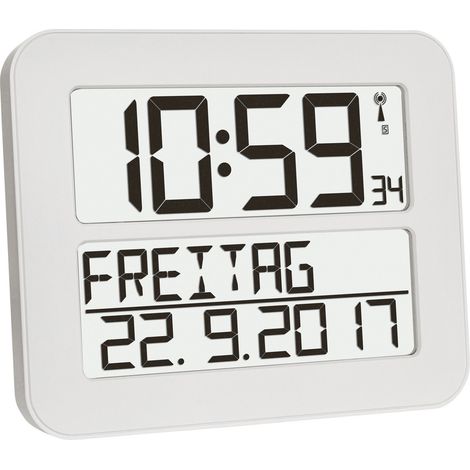 TFA Dostmann 60.4512.02 Funk Wanduhr 25.8 mm x 21.2 mm x 3 mm Weiß, Schwarz Großes Display