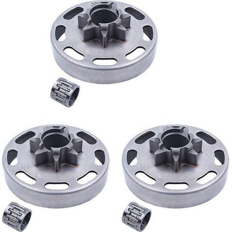 Lot de 3 325inch 7T Sprocket tambour d embrayage W Bearing kit pour Husqvarna 435 435E 440 440E Jonsered CS2240 505 44 (1/5)