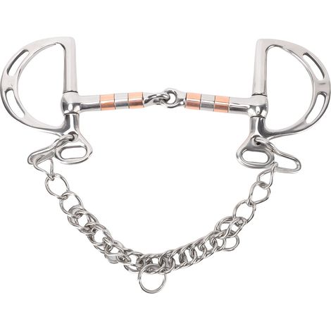 Mors de filet en acier inoxydable avec joint creux et anneaux en cuivre pour équitation, contrôle amélioré (1/4)