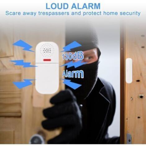 Alarme de sécurité sans fil 130dB – 5 modes d'alarme – 2 télécommandes – Capteur magnétique pour portes et fenêtres – Installation facile