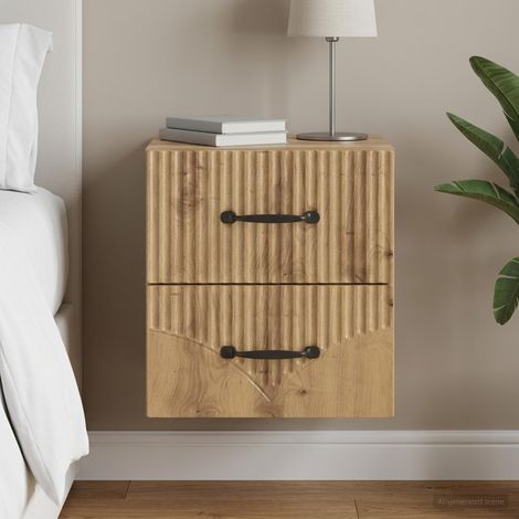 vidaXL Cabinet de chevet mural Chêne artisanal 34,5 x 33 x 40 cm (1/5)
