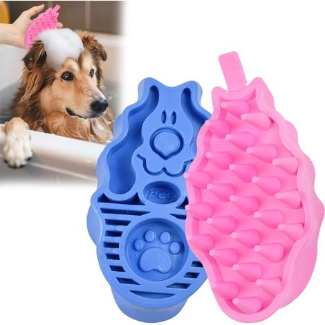 2 x Bath Brush for Dogs and Cats Grooming Brush for Dogs and Bathing Brushes TPR Rubber Brushes for Grooming and Massage Cats (1/5)